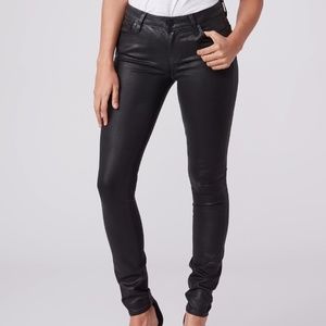 NWT PAIGE Verdugo Ultra Skinny Black Jeans  - Black Fog Luxe Coating Size 28